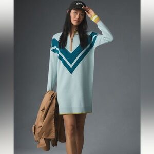 Maeve Varsity Half-Zip Tunic Mini Dress